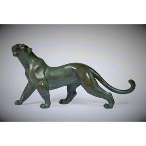 Bronze Japonais de Tsuda EIJU  -  Panthère marchant