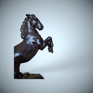 Japanese Bronze By Masahiko Katori: Rearing Horse