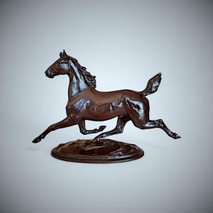 Bronze Japonais d’Itô KUNIO  -  Cheval au trot