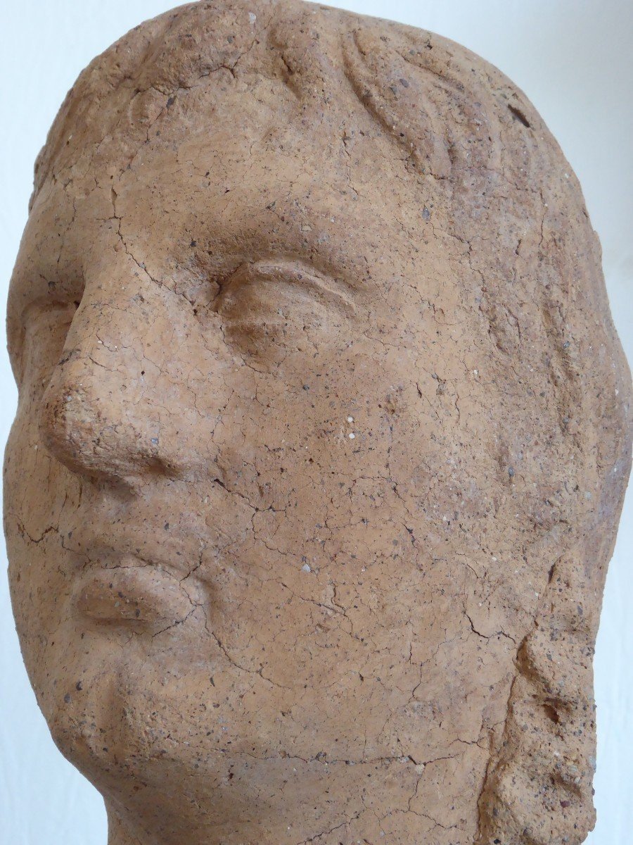Large And Beautiful Etruscan Head, 4th - 3rd Century Bc-photo-2