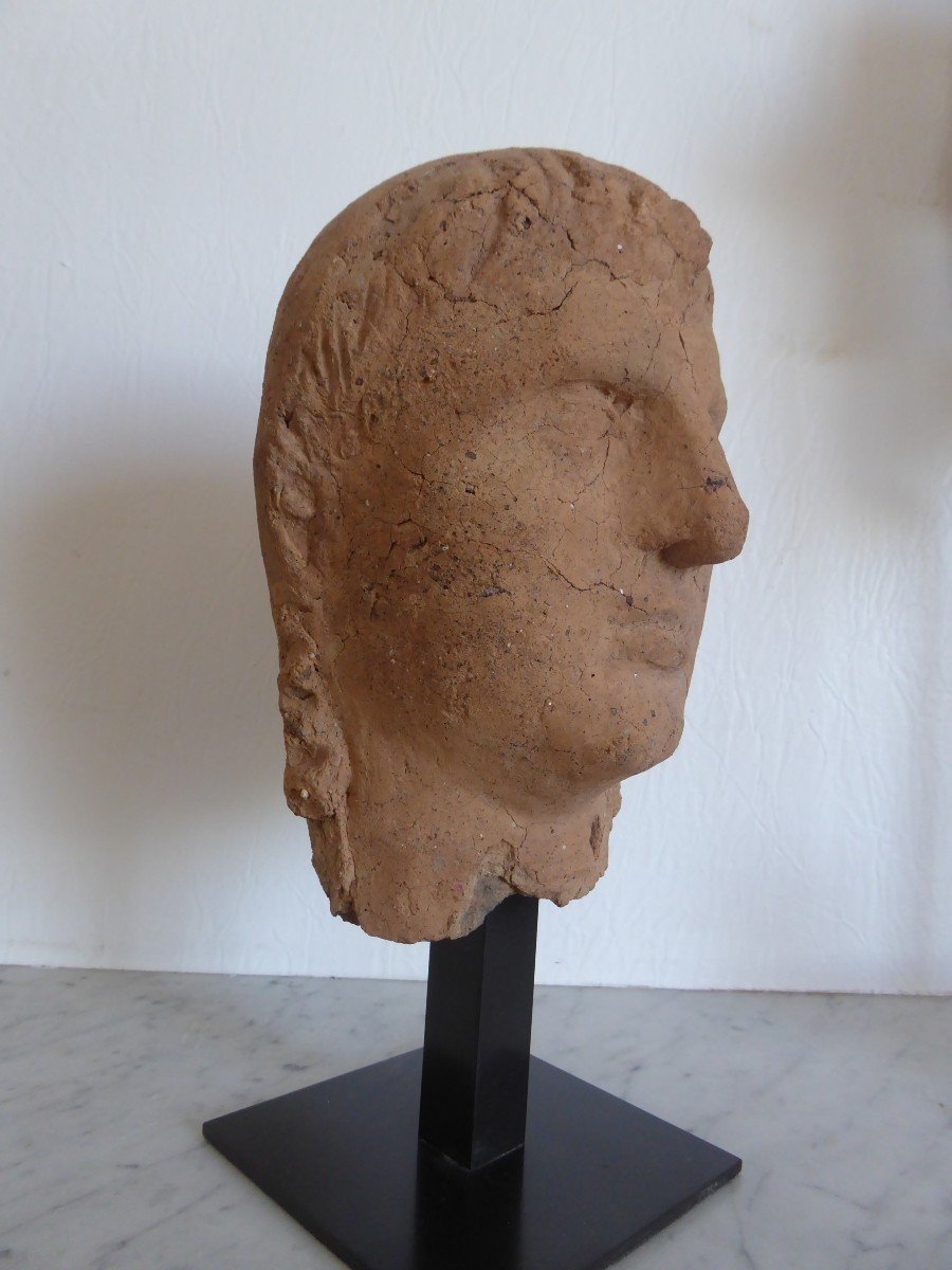 Large And Beautiful Etruscan Head, 4th - 3rd Century Bc-photo-2
