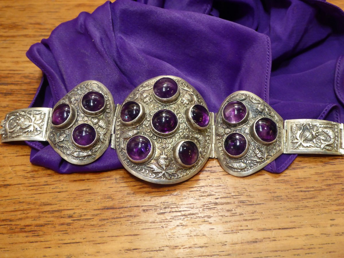 Silver And Amethyst Set, China, Circa 1930.-photo-6