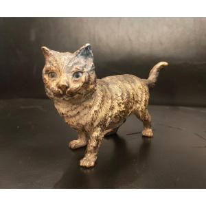 Bronze Cat From Vienna, 19th Century, Signed.