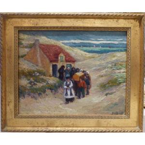 l'Enterrement Dans Les Dunes (temps Beau) Par Gregoire Le Roy (1862-1941)