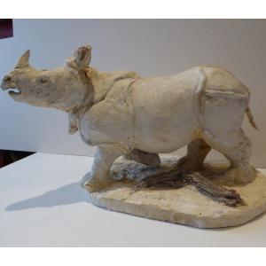 Large Rhinoceros, Original Plaster, By R. Godefroy.