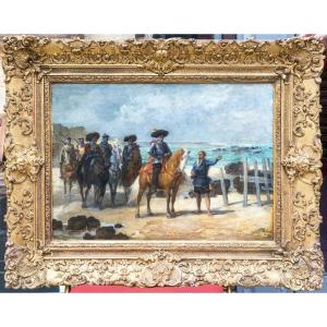 Grandees Of Spain And Spanish Soldiers On A Beach By Léon Du Paty.