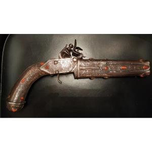 Beautiful Flintlock Pistol, Algeria Or Morocco. 19th Century.