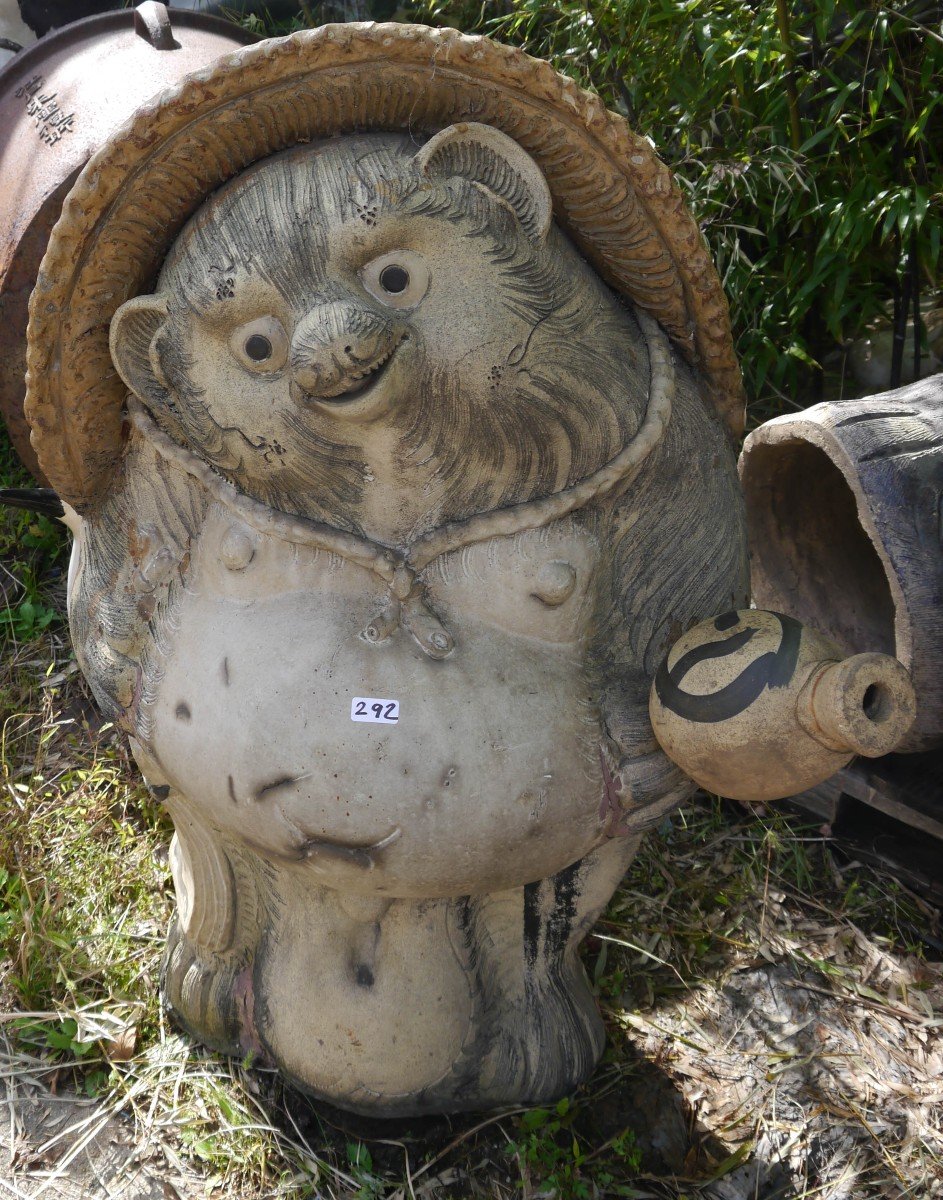 Tanuki statue japonaise en grès - Référence : JS292