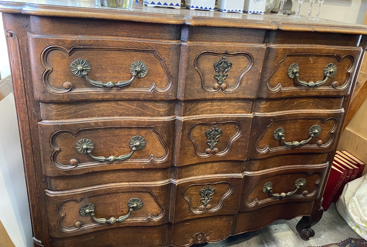 Louis XIV Style Chest Of Drawers In Oak-photo-2