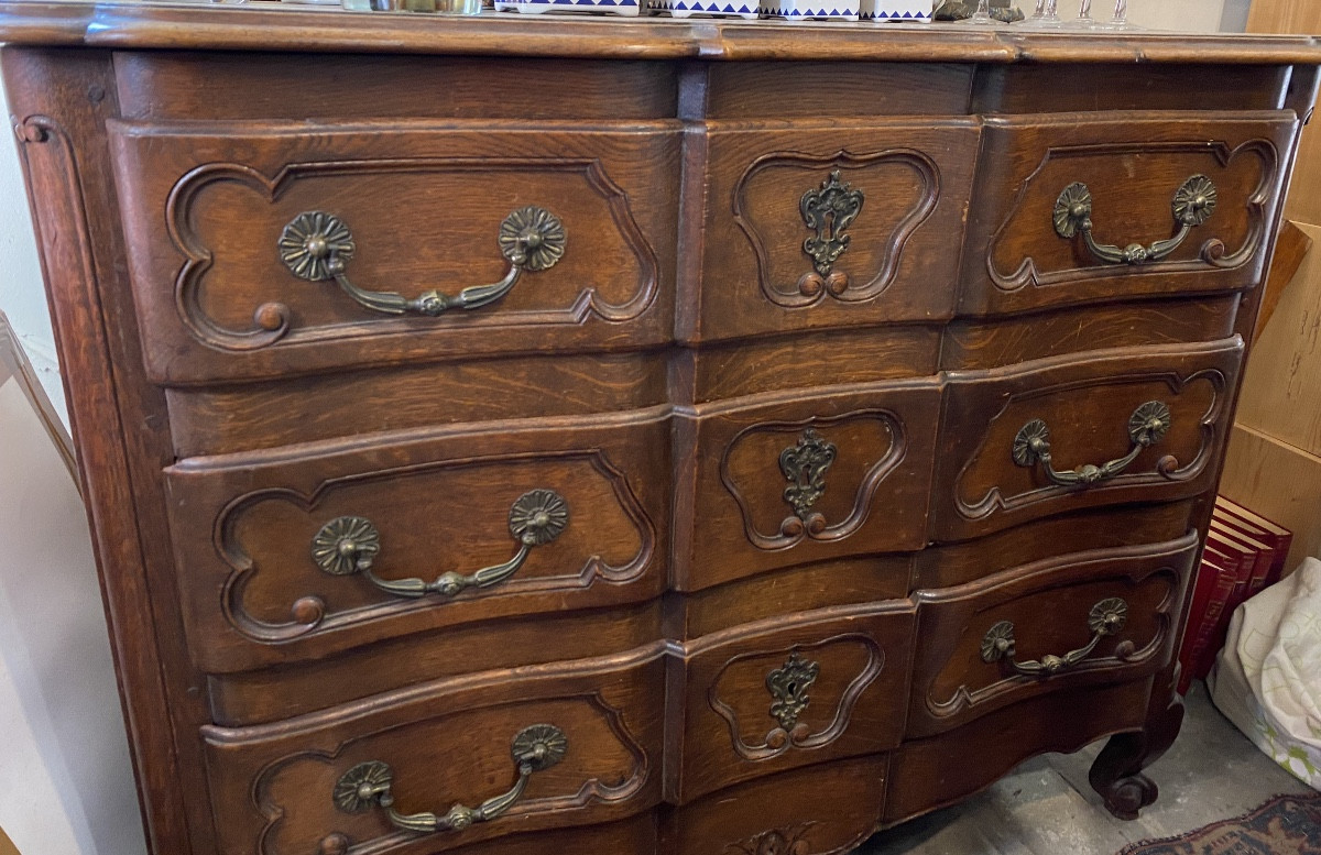 Louis XIV Style Chest Of Drawers In Oak-photo-3