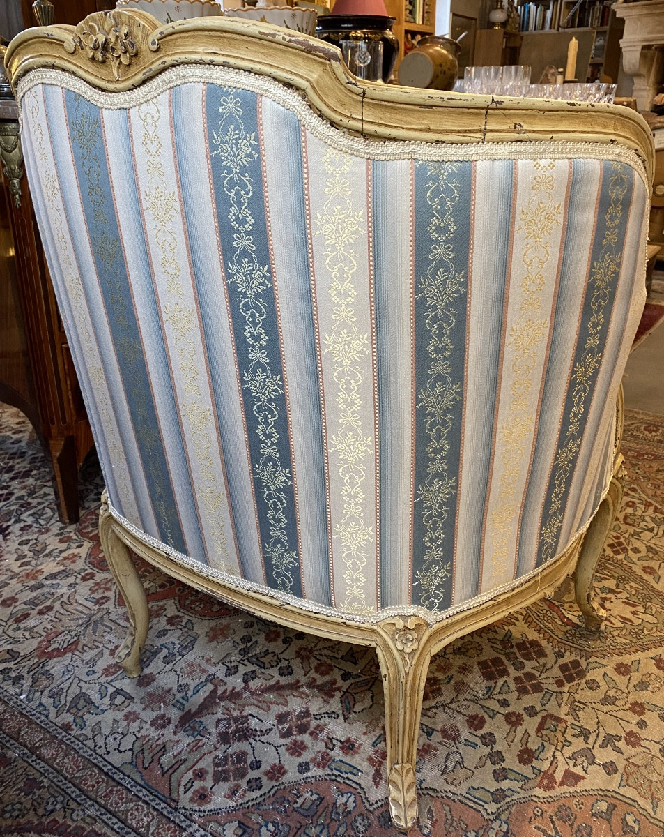 Louis XV Style Bergere Armchair In Lacquered Wood-photo-2