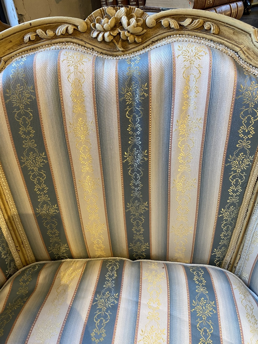 Louis XV Style Bergere Armchair In Lacquered Wood-photo-1