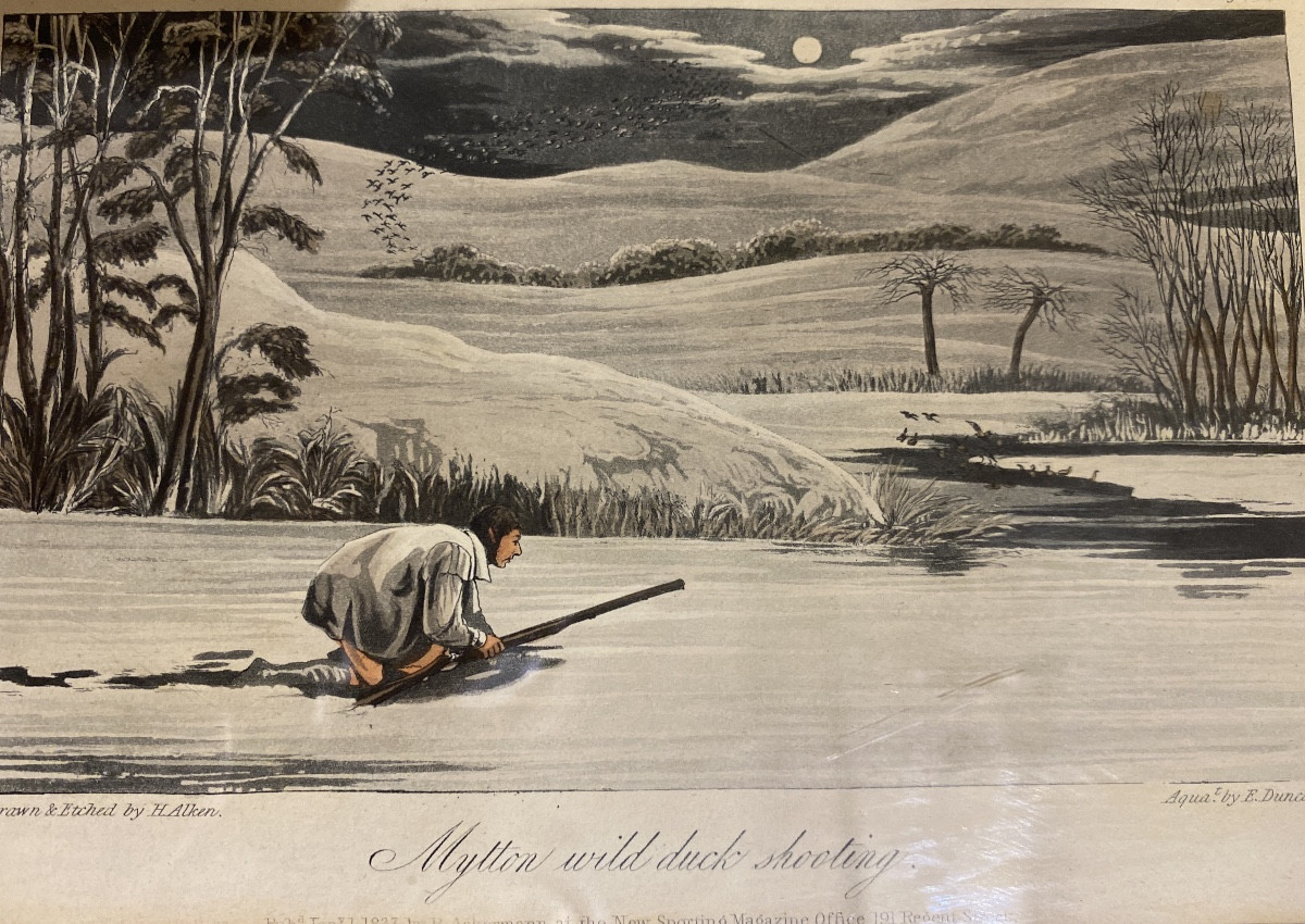 Aquatint Engraving By Alken, 19th Century, Period Frame In Speckled Maple-photo-2