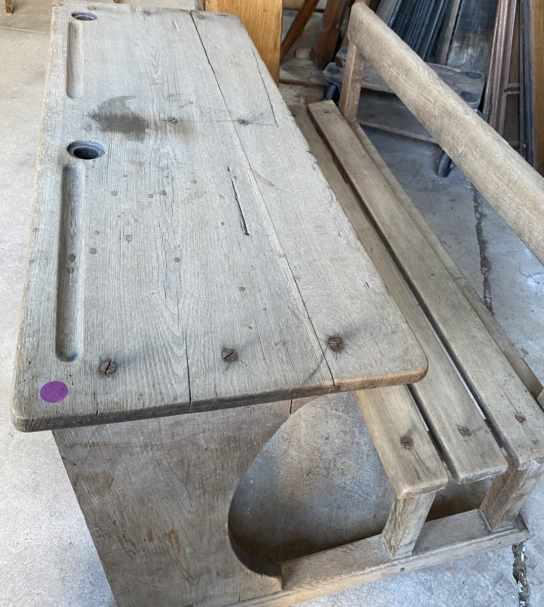 2-seater Oak School Desk-photo-3