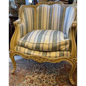 Louis XV Style Bergere Armchair In Lacquered Wood