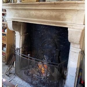 Louis XIII Stone Fireplace