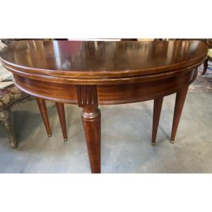Mahogany Half-moon 6-leg Extending Table