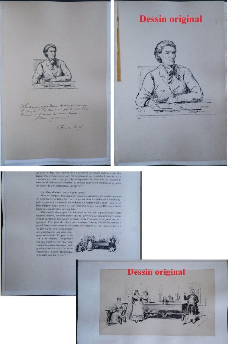 Unique Exemplary "les Premières Illustrées" + 15 Original Drawings + Smoked, Signed Binding-photo-3