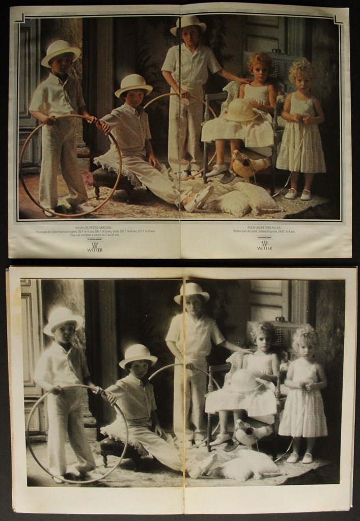 Sarah MOON Maquette originale constituée de 7 photos N/B pour plaquette Cacharel Enfants 1978-photo-1