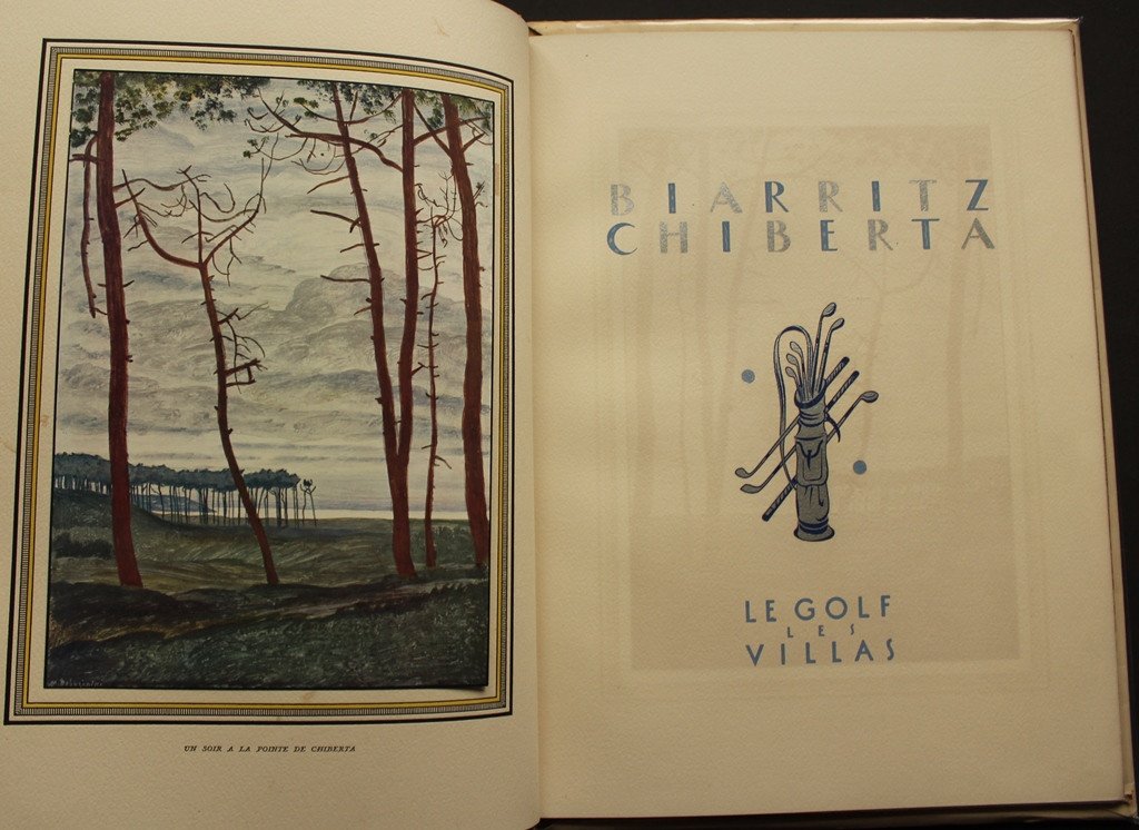 Rare "biarritz Chiberta, The Golf, The Villas" Illustrated Doboujinski Superb Ex. 1929 Art Deco-photo-3