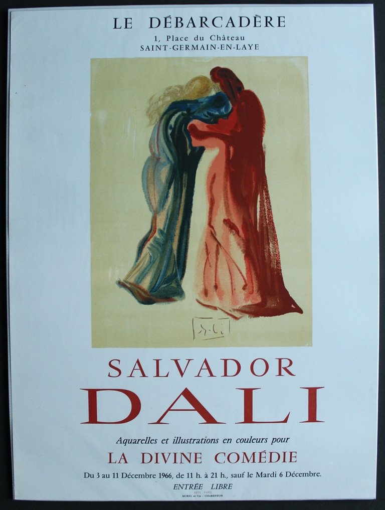 Salvador DALI "Divine Comédie" Affiche lithographique originale 1966 Débarcadère ARTE