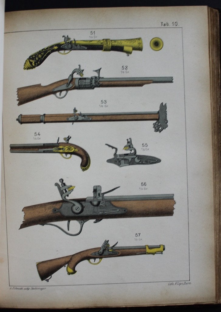 Rodolphe SCHMIDT "Les Armes à Feu portatives" Edition originale 1877 Texte + Atlas 58 pl. coul.-photo-2