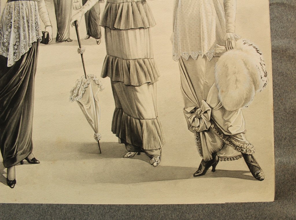 Maurice Beaudier "women's Fashion" Original Ink Project For Advertising Catalog-photo-3
