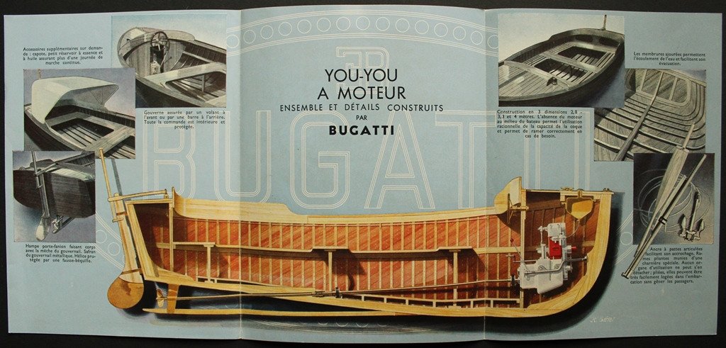 Rare d&eacute;pliant publicitaire BUGATTI Canots &agrave; moteur You-You Maisons-Laffitte 1946-photo-3