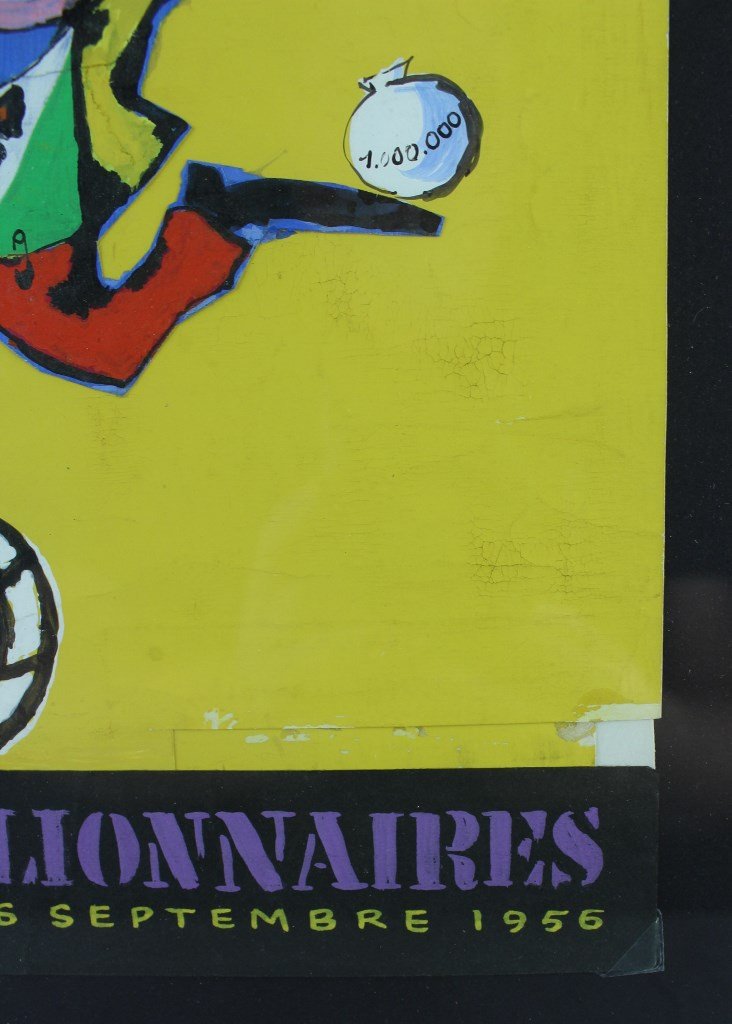 SINE "Loterie Nationale" Gouache originale, projet d'affiche inédit signé et daté de 1956-photo-4