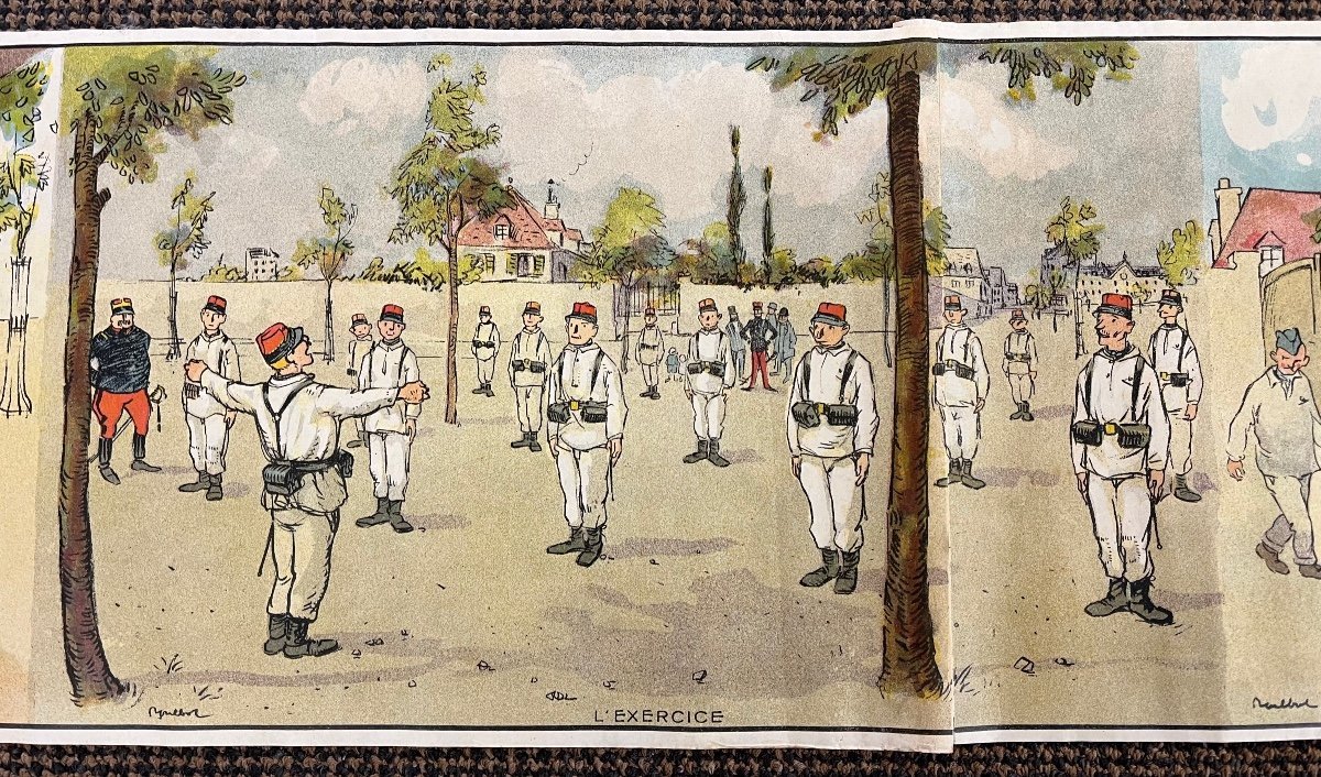 Francisque Poulbot "our Troopers" Rare Roll Of 3.70 M Intended For "l'autodiorama" Ca 1900-photo-3