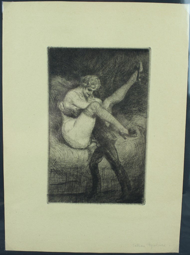 CURIOSA : Rare Suite Erotique de 6 eaux-fortes libres pour illustrer Femmes de Paul Verlaine-photo-3