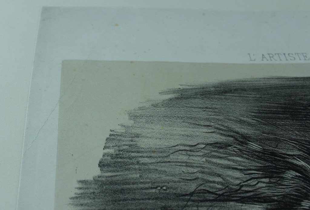 Eugène DELACROIX "Cheval sauvage" Lithographie originale 2e état publié dans "L'Artiste" 1865-photo-1