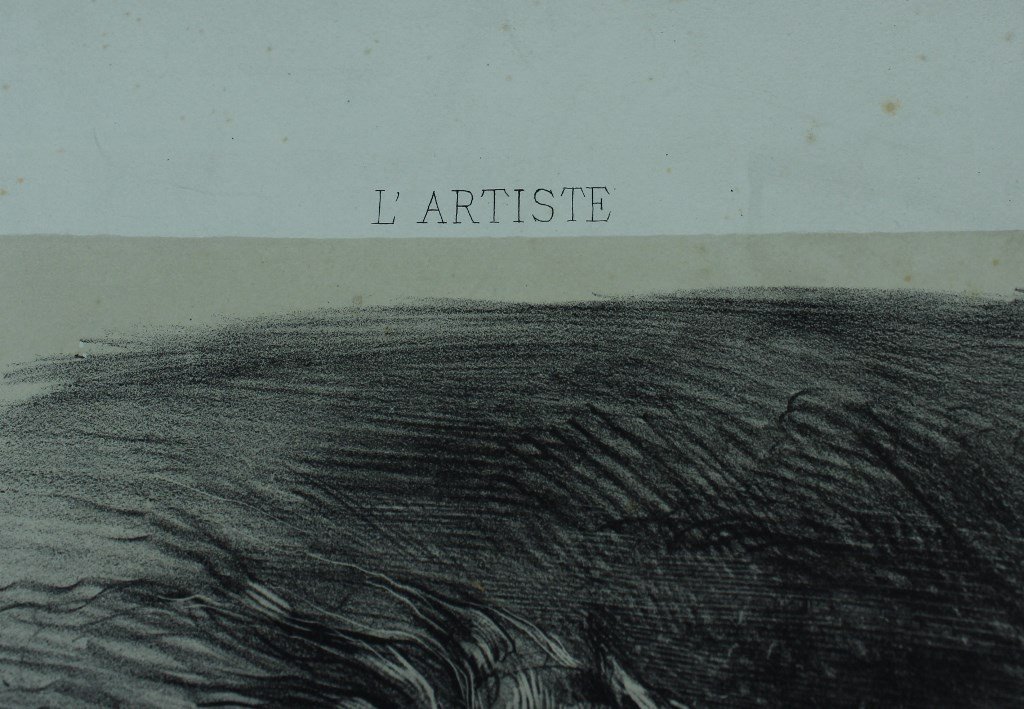 Eugène DELACROIX "Cheval sauvage" Lithographie originale 2e état publié dans "L'Artiste" 1865-photo-2