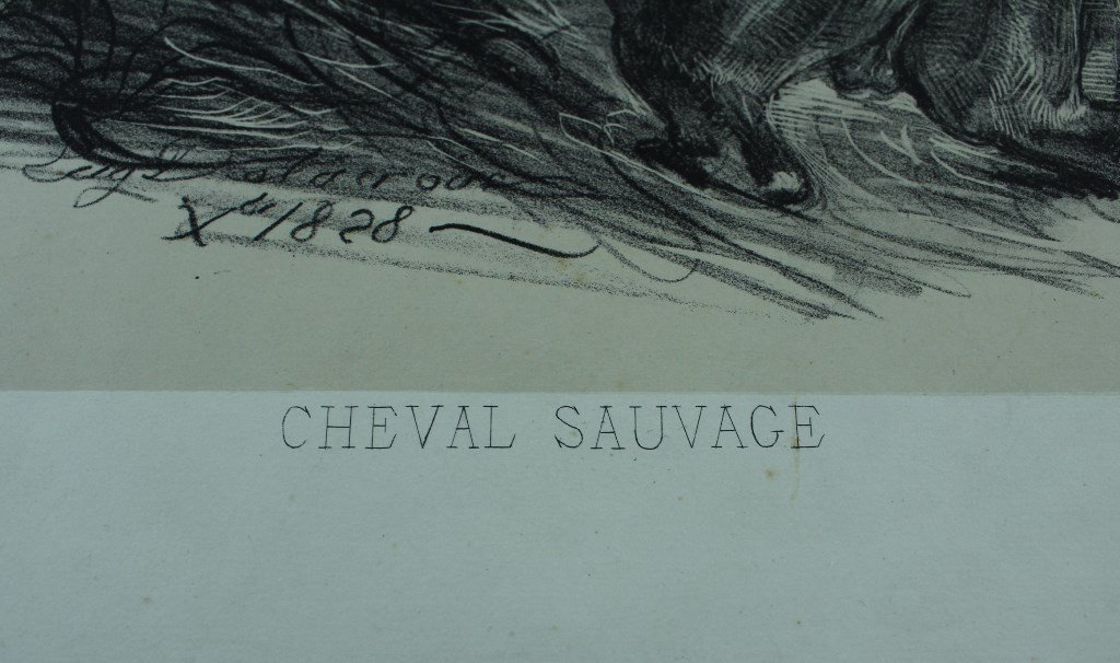 Eugène DELACROIX "Cheval sauvage" Lithographie originale 2e état publié dans "L'Artiste" 1865-photo-3