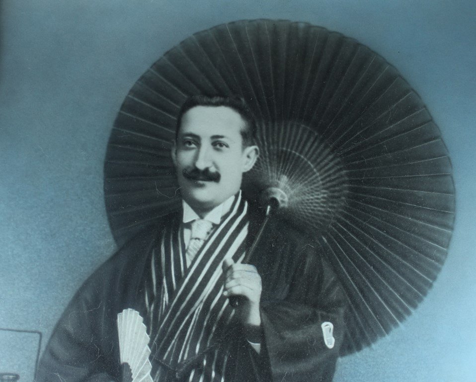 Homme travesti en Kimono Japonais Très grande photo 84x58 cm ! RAMUS Grenoble 1912 Pierre LOTI-photo-2