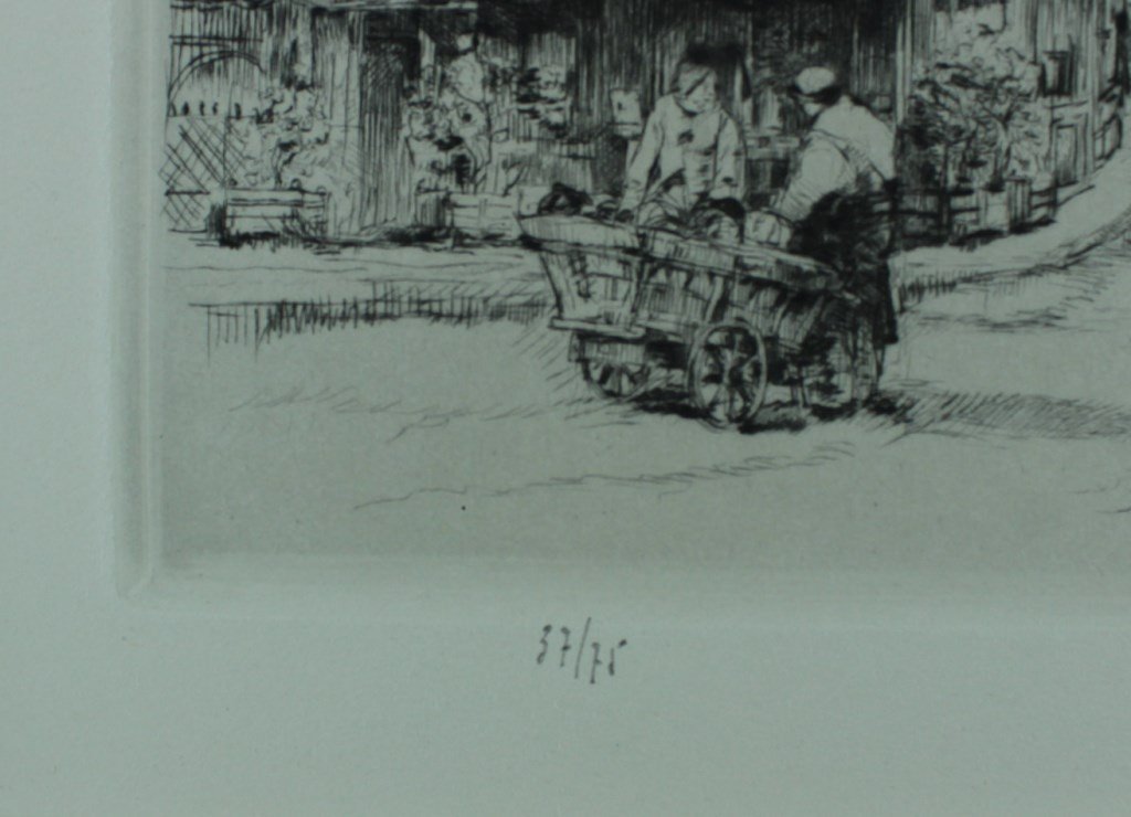 Auguste Brouet "rue De l'Epicerie In Rouen" - 1930 - Original Etching Signed And Number. 37/75-photo-3