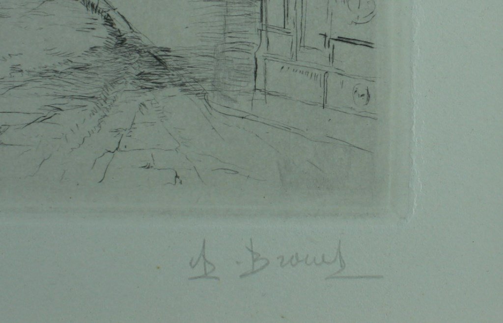Auguste BROUET "Rue de l’Epicerie à Rouen" - 1930 - Eau-forte originale signée et num. 37/75-photo-4