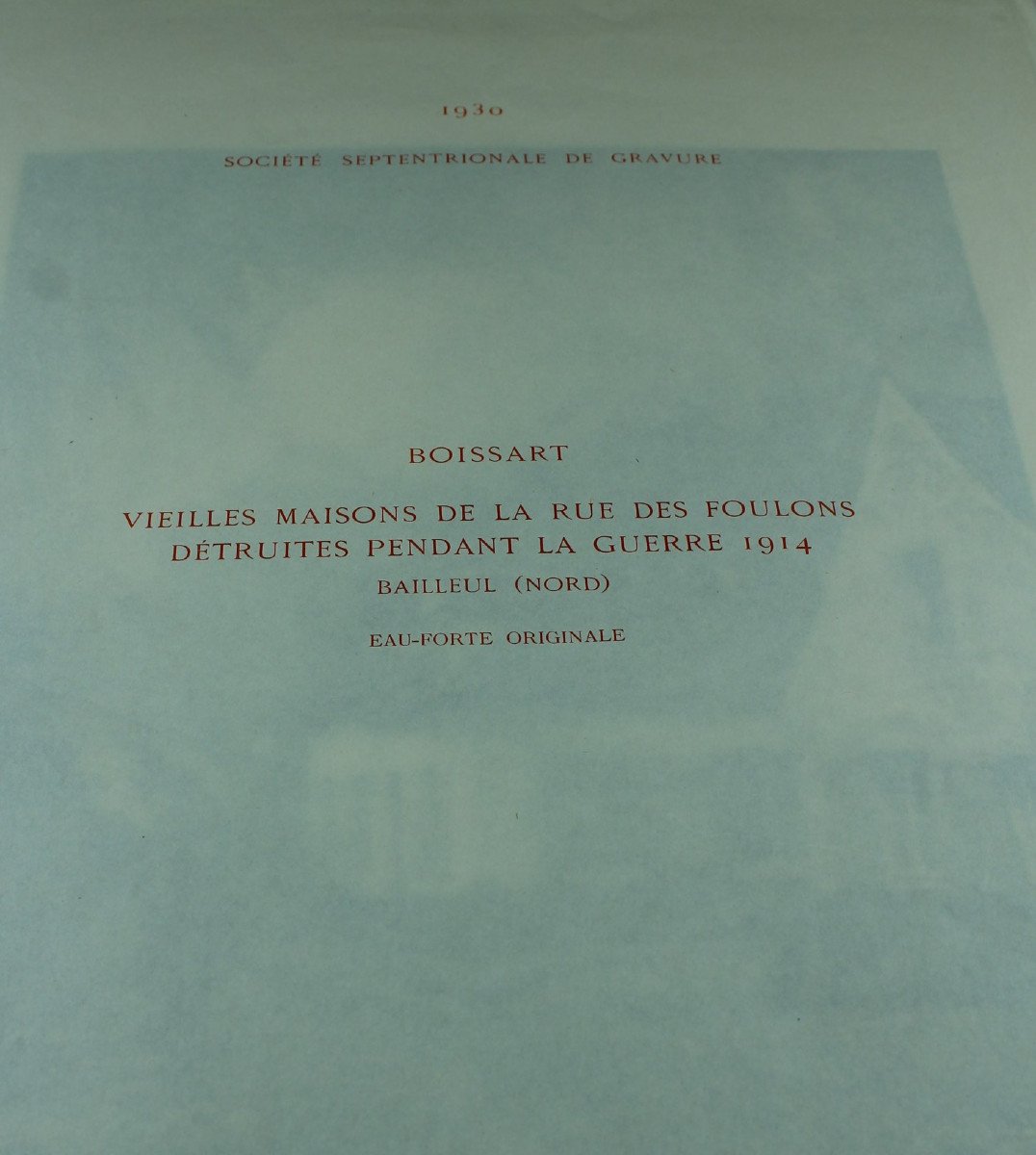 Pierre BOISSART "Vieilles maisons Rue des Foulons Bailleul Nord" Eau-forte orig. signée N°37/50-photo-1