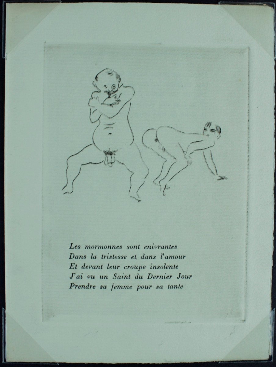 [léonard Tsuguharu Foujita] Sumo And The Little Japanese Girl Proof On Laid Paper + Text