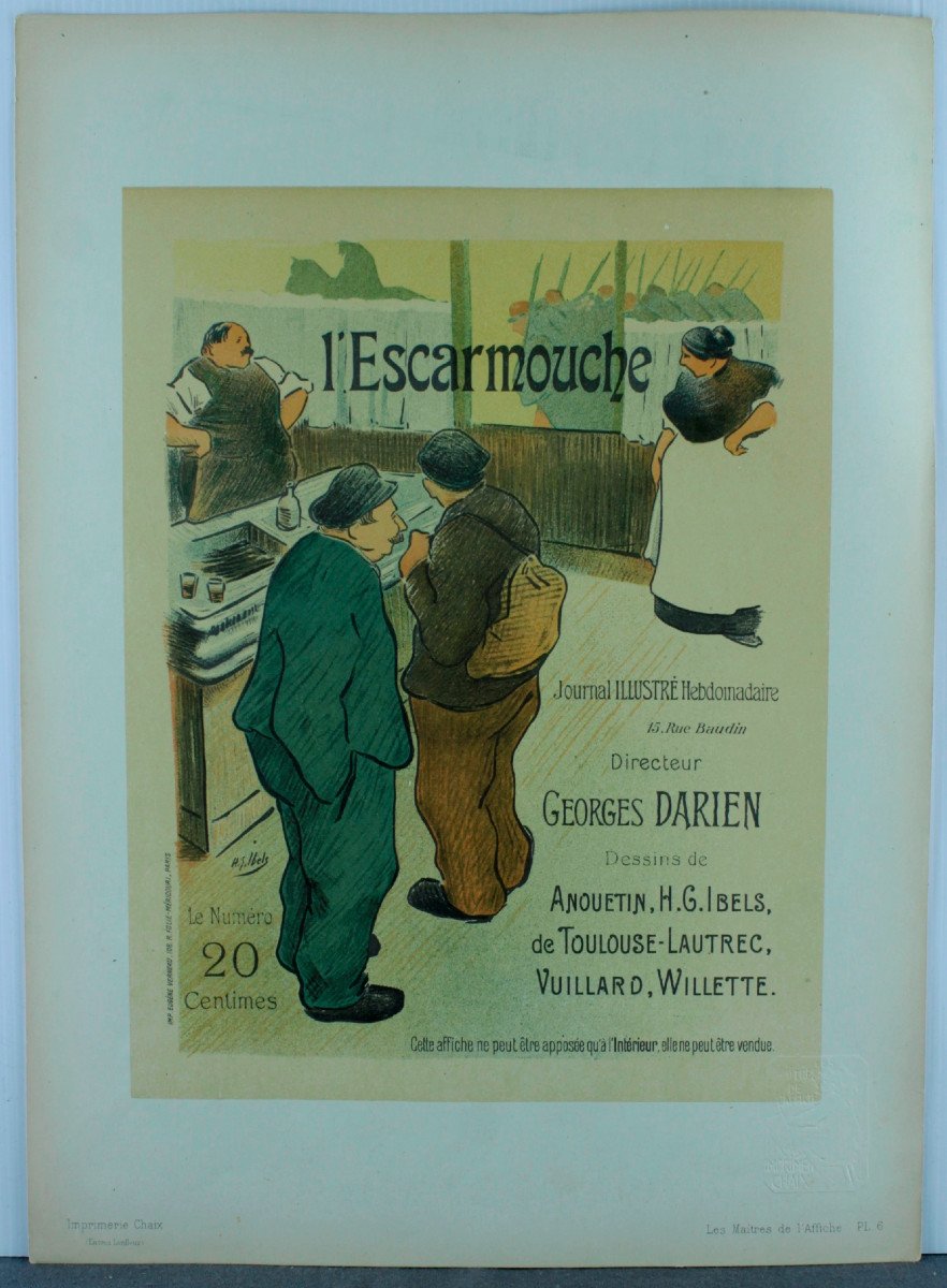 Planche Originale H.G. IBELS "L'escarmouche" Les Maitres de l'Affiche pl. 6 Georges Darien