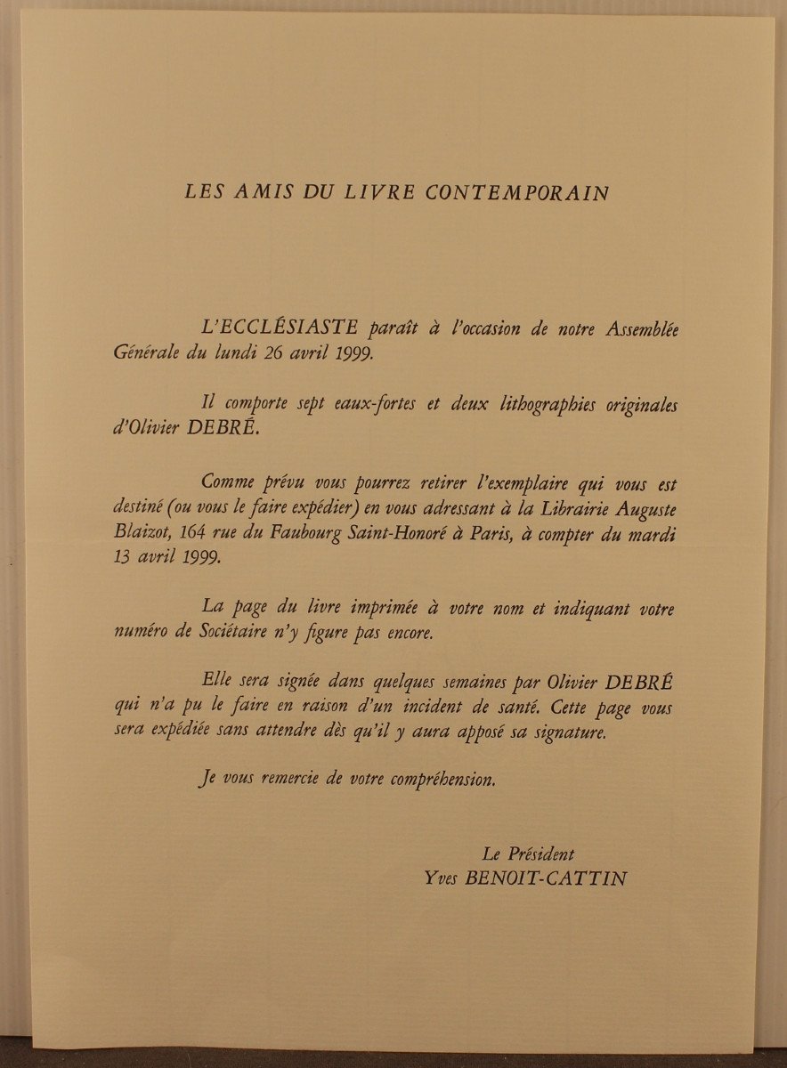 Olivier Debré "ecclesiastes" 7 Etchings And 2 Original Lithographs 1999 Printed In 210 Copies.-photo-8