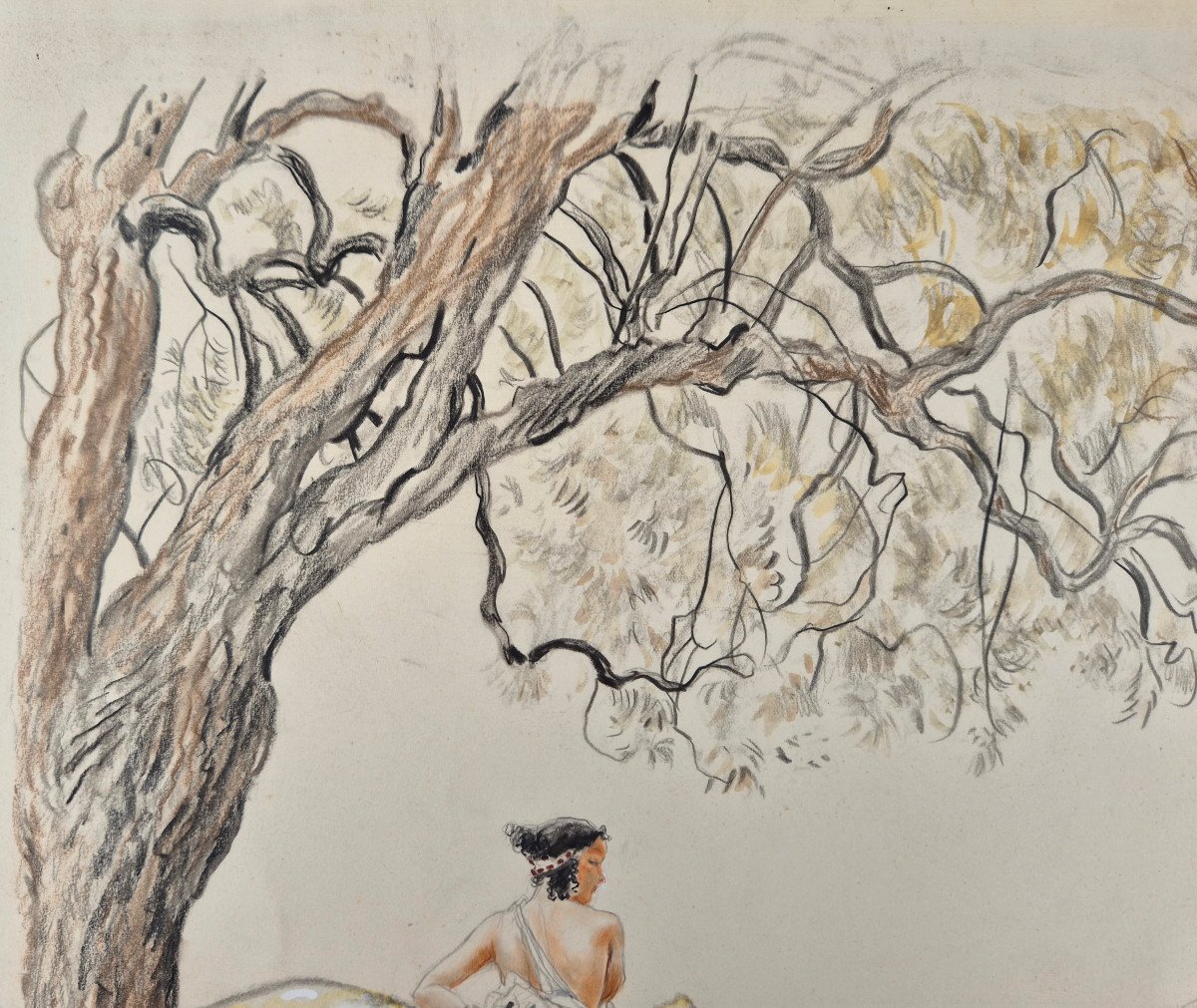 Rojan (rojankovsky, Known As) "mythological Scene" Large Original Watercolor 40 X 32 Cm Signed 1939-photo-2
