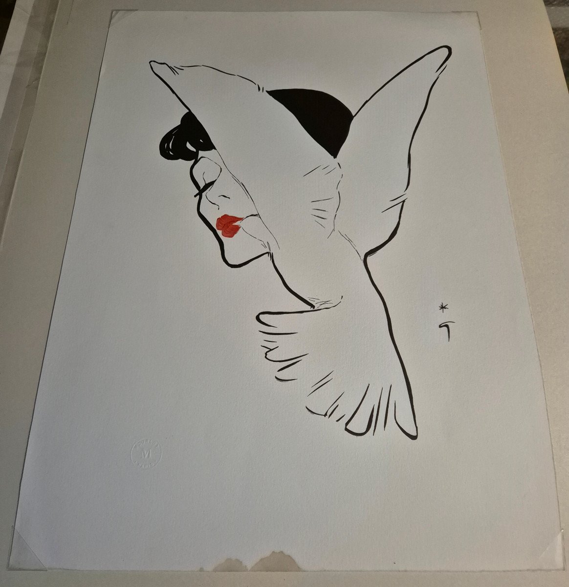 René GRUAU "Le Baiser de la Colombe"  Lithographie originale tirée par Mourlot parfums Dior-photo-2