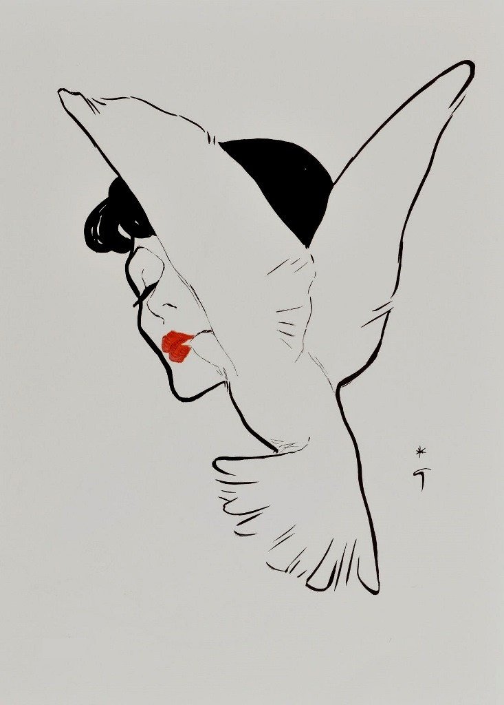René GRUAU "Le Baiser de la Colombe"  Lithographie originale tirée par Mourlot parfums Dior