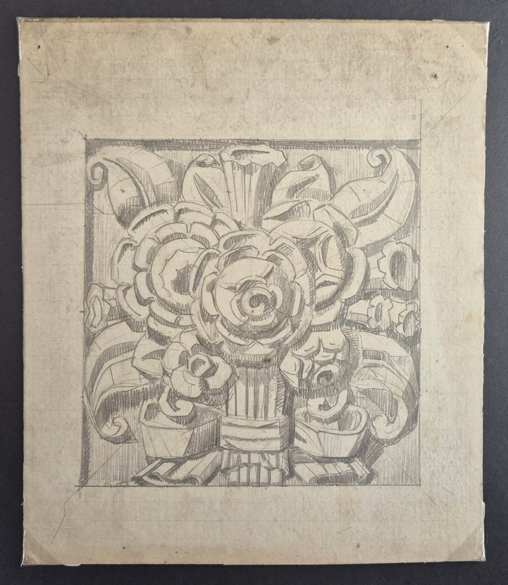 Jules Clamagirand (tourcoing) Set Of 26 Original Art Deco Drawings Sculptures Ornaments-photo-7