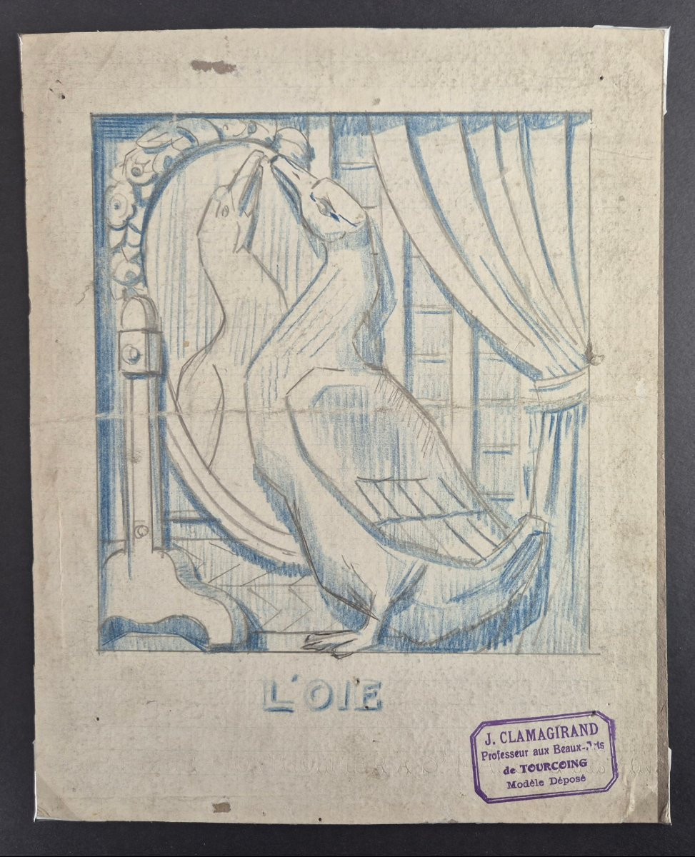 Jules Clamagirand (tourcoing) Set Of 26 Original Art Deco Drawings Sculptures Ornaments-photo-8