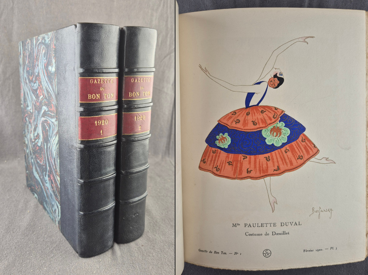 Gazette Du Bon Ton Year 1920 Complete 10 Issues Bound In 2 Volumes 79 Stencils & 48 Plates