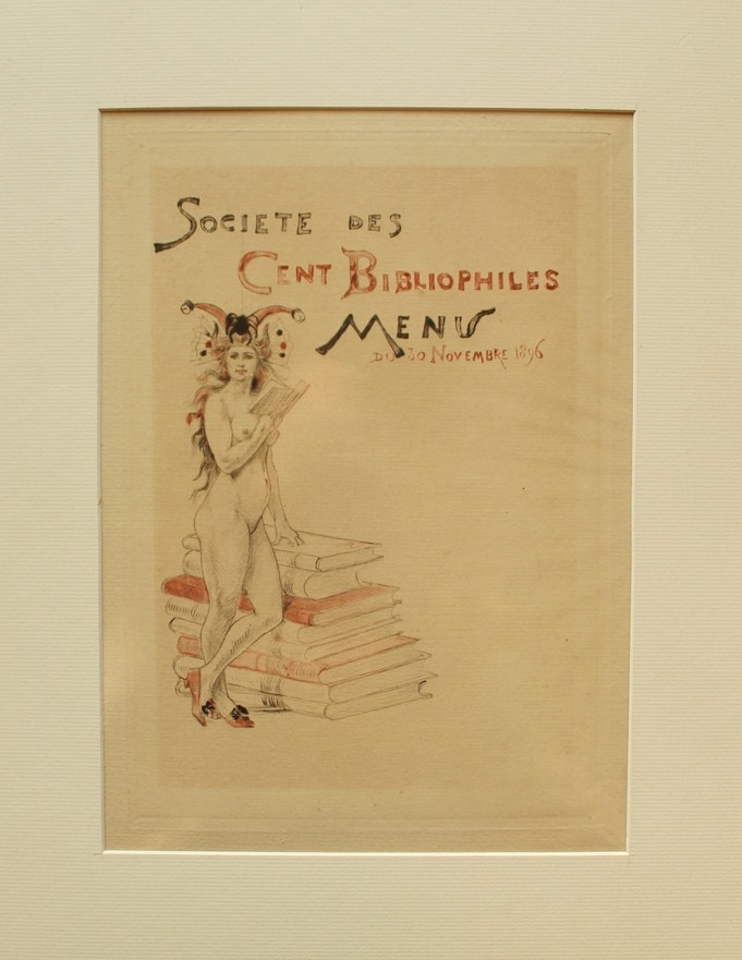 Armand Rassenfosse Menu Of The Society Of One Hundred Bibliophiles 1896 Original Color Etching
