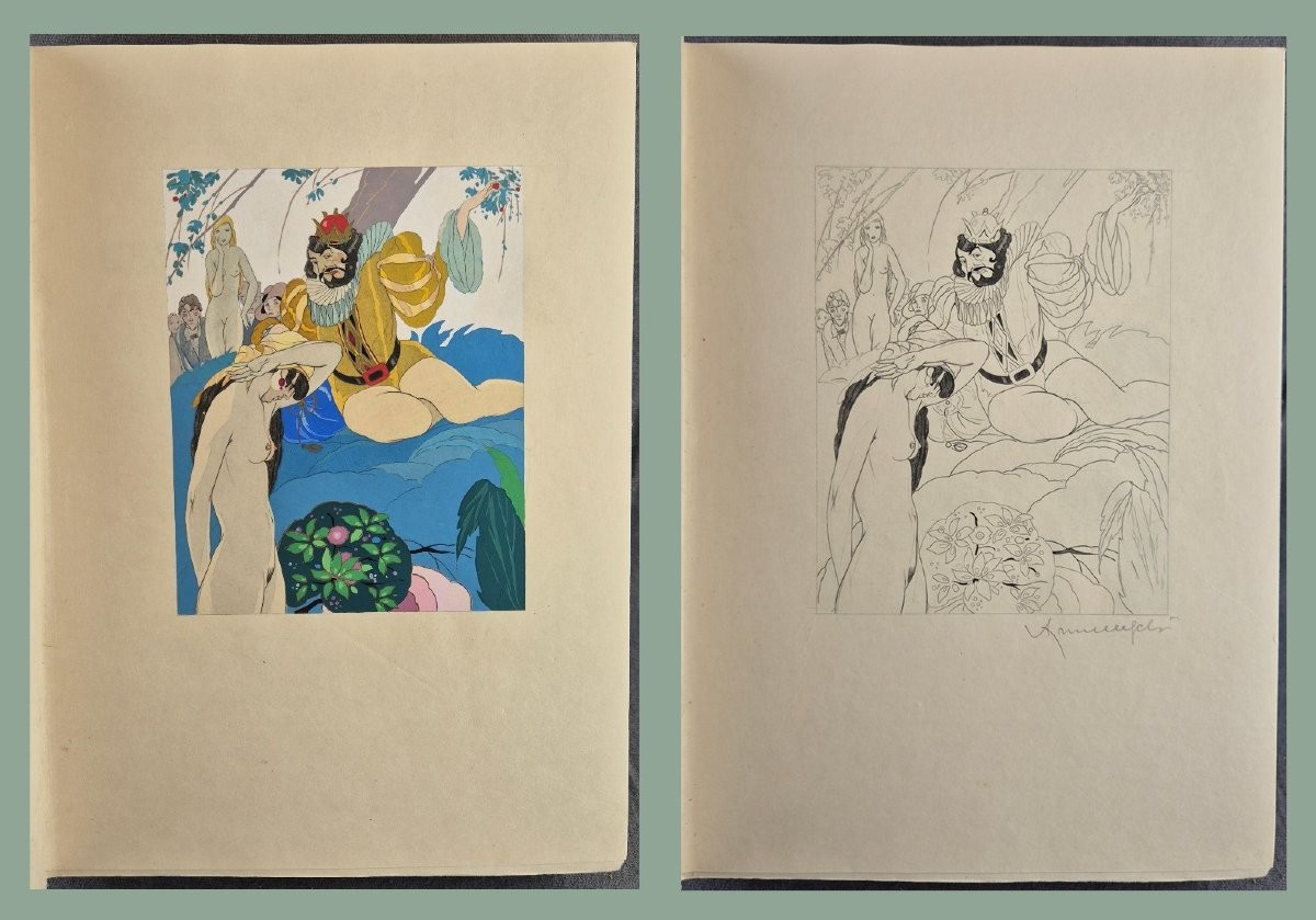 Pierre LOUYS "Roi Pausole" illustrations Umberto BRUNELLESCHI 1/5 sur Japon H.C. + suite signée-photo-2