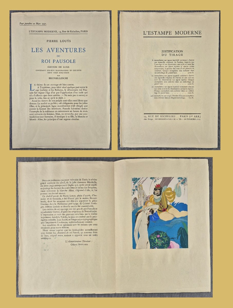 Pierre LOUYS "Roi Pausole" illustrations Umberto BRUNELLESCHI 1/5 sur Japon H.C. + suite signée-photo-3